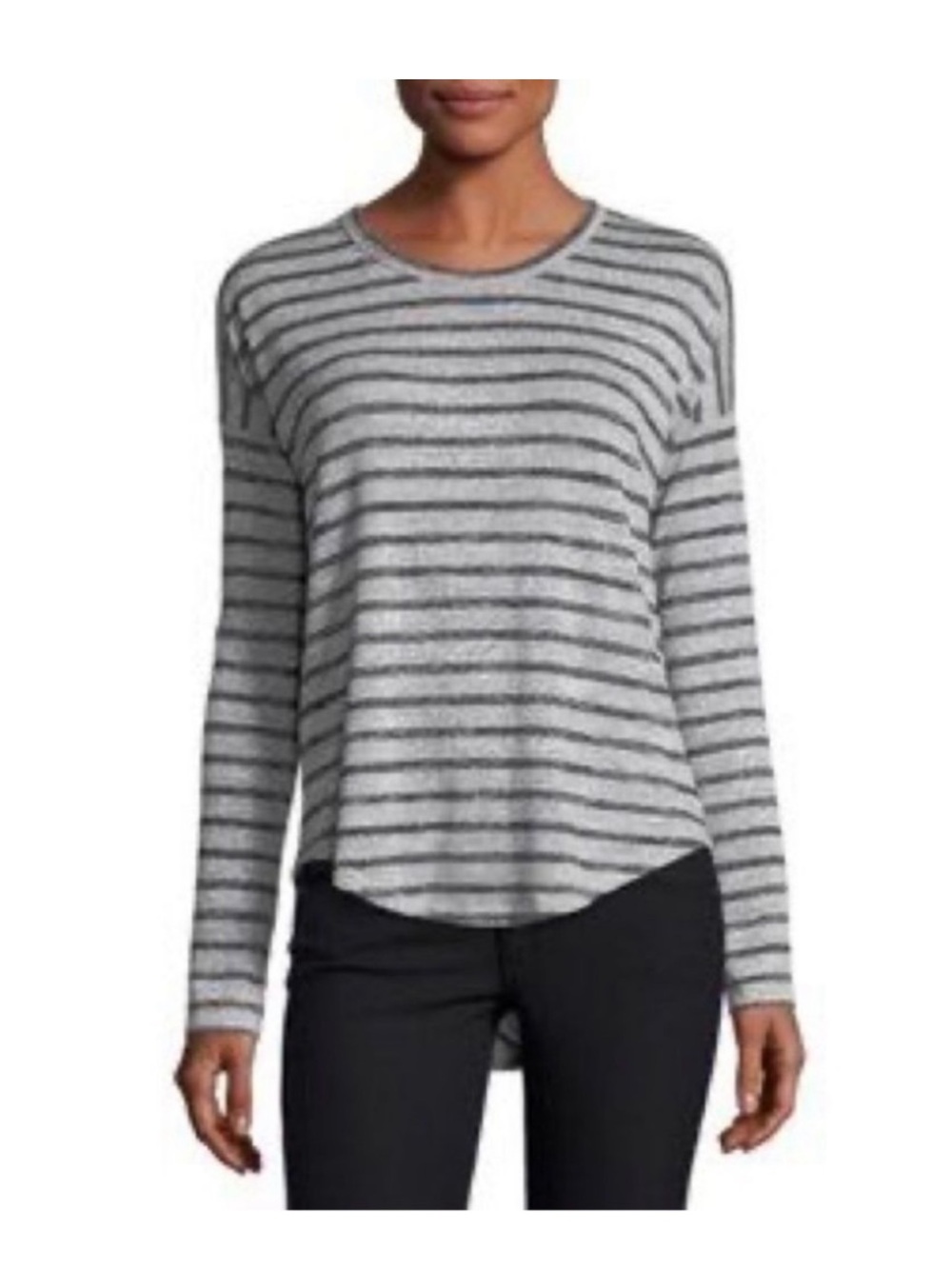 rag & bone Gray Striped Long-Sleeve Crewneck Top